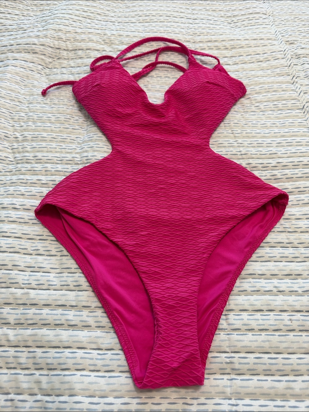 Fuchsia Textured One-Piece Swimsuit- Never worn